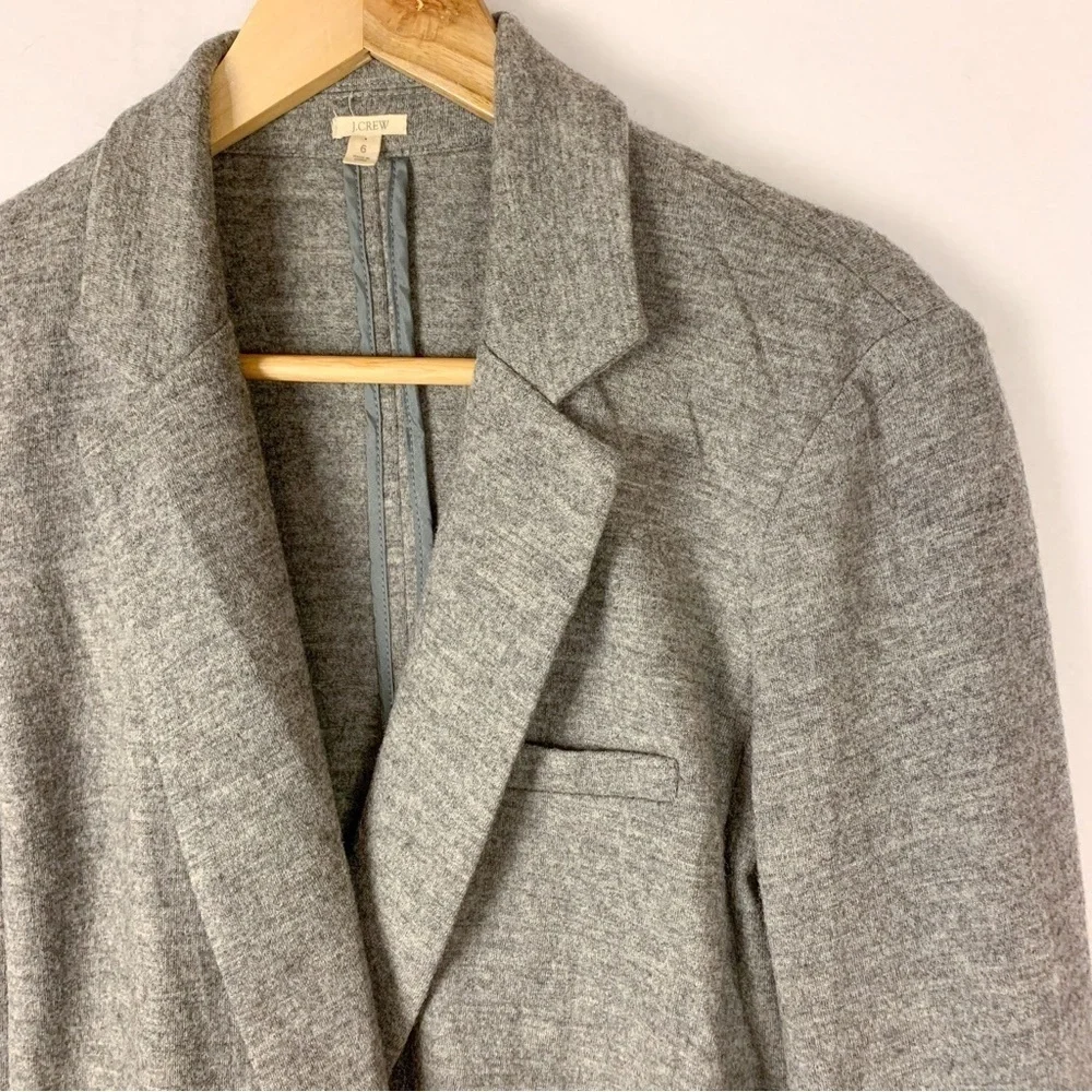 J. Crew Gray 100% Wool Sweater Blazer Relaxed Neutral Travel Capsule Wardrobe